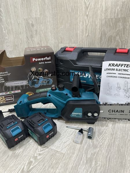 Акумуляторна пила 12 дюймів Krafftec Німеччина [52V 6Ah / 2500 Вт / 2 акумулятори] з автоматичним мастилом
