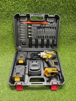 Гайковерт акумуляторний Krafftec Germani DTW 1000Hm (48V 8 Ah) Ударний безщітковий гайковерт Крафттек з набором Німеччина жовтий