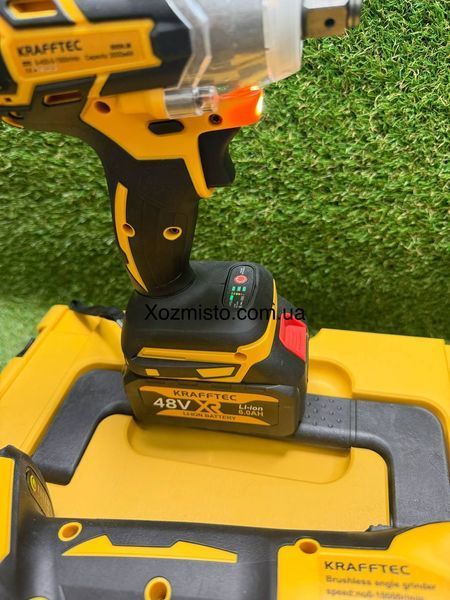 Набор 2в1 Krafftec Germany PRO 48V, 6А/ч (Гайковерт DCF922 + Болгарка DCG600) набор УШМ + Гайковерт 600N.m Германия желтый