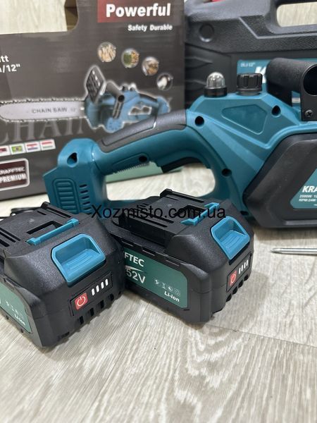 Аккумуляторная пила 12дюймов Krafftec Германия [52V 6Ah / 2500 Вт / 2 аккумулятора] с автоматической смазкой