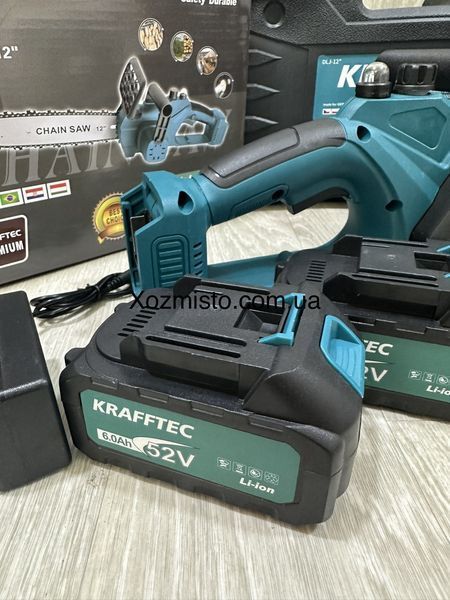 Аккумуляторная пила 12дюймов Krafftec Германия [52V 6Ah / 2500 Вт / 2 аккумулятора] с автоматической смазкой