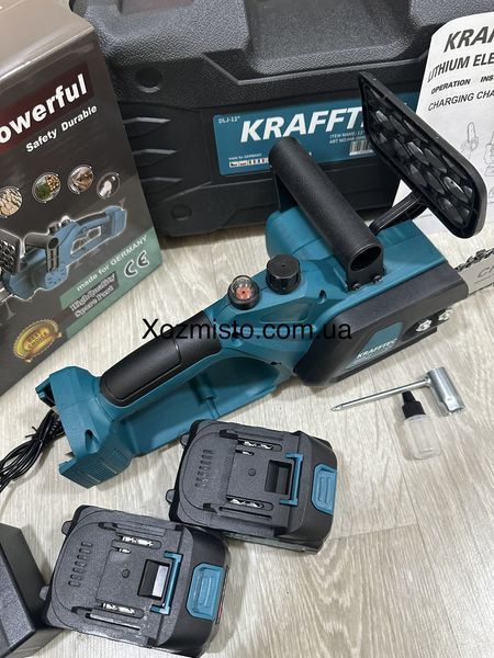 Аккумуляторная пила 12дюймов Krafftec Германия [52V 6Ah / 2500 Вт / 2 аккумулятора] с автоматической смазкой