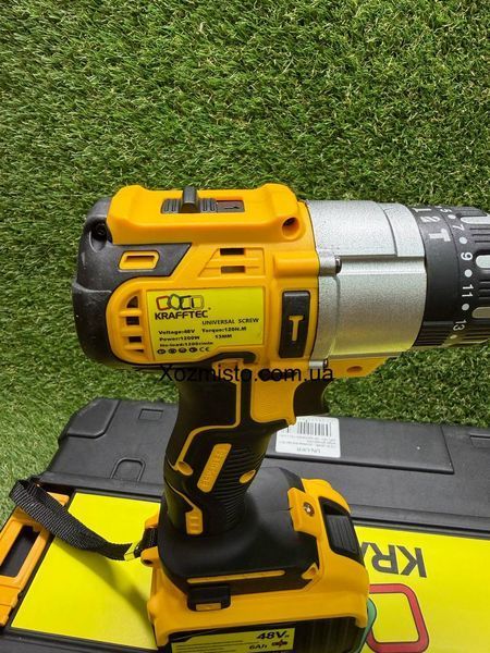Акумуляторний шуруповерт Krafftec Germani 48V, Безщітковий акумуляторний ударний шуруповерт Крафтек DCD996P3 (48V 6Ah) 130Nm