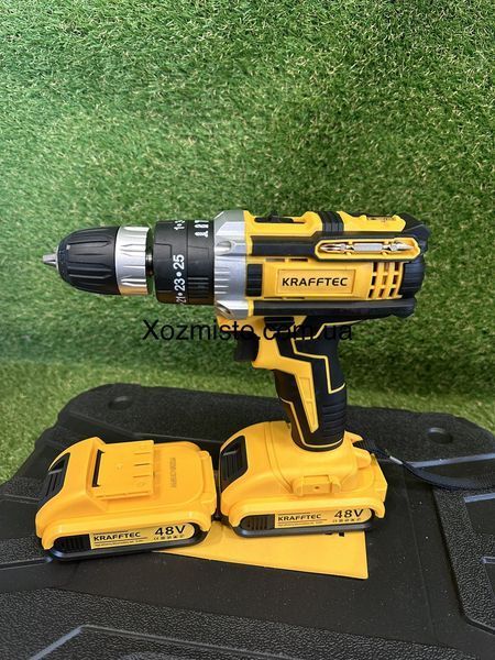 Шурупокрут ударний Krafftec DCD998 (48V 6A/h Li-Ion) з великим набором інструментів