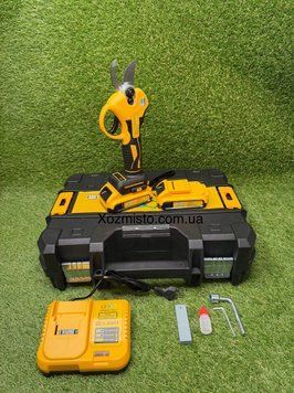 Сікатор професійний Krafftec Німеччіна (48V, 6AH) з індикатором акумуляторний, секатор електричний, секатор портативний
