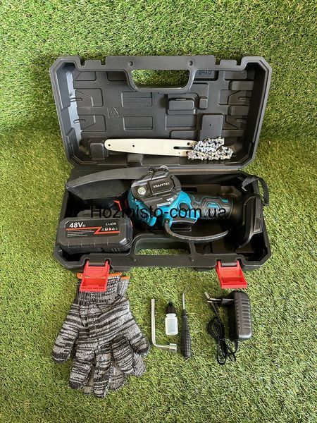 Аккумуляторная мини-пила Krafftec Германия [48V 6 Ah/1200 Вт/2 аккумул] с автоматической смазкой 6 дюймов
