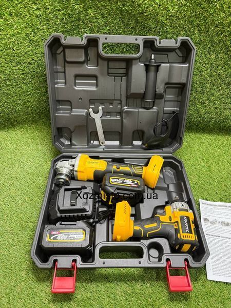 Набор 2в1 Krafftec Germany 48V, 8А/ч (Гайковерт ударный DCF850 + Болгарка DCG413) Аккумуляторный набор ушм и гайковерт