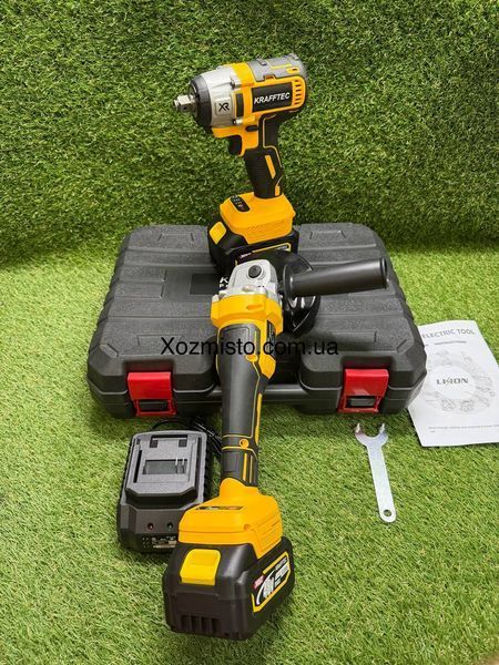 Набор 2в1 Krafftec Germany 48V, 8А/ч (Гайковерт ударный DCF850 + Болгарка DCG413) Аккумуляторный набор ушм и гайковерт