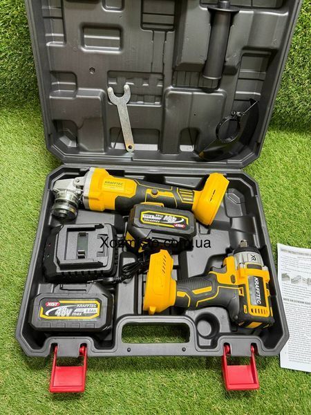 Набор 2в1 Krafftec Germany 48V, 8А/ч (Гайковерт ударный DCF850 + Болгарка DCG413) Аккумуляторный набор ушм и гайковерт
