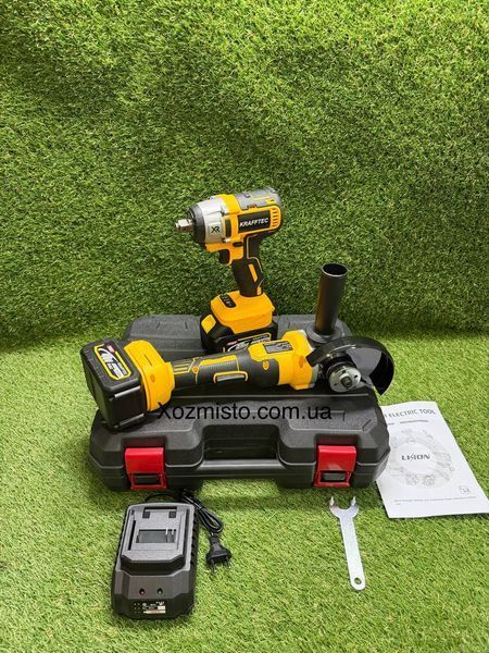 Набор 2в1 Krafftec Germany 48V, 8А/ч (Гайковерт ударный DCF850 + Болгарка DCG413) Аккумуляторный набор ушм и гайковерт