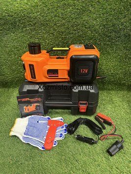 Электрический домкрат для авто 3 в 1 (Домкрат,Компрессор,Фонарь) 12V, 5,0Т Электрогидравлический домкрат.