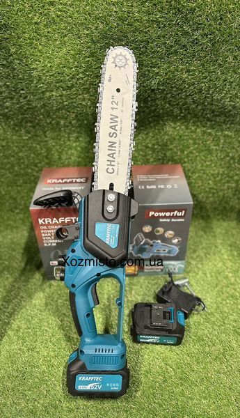 Акумуляторна пила 12 дюймів Krafftec Німеччина [52V 6Ah / 2500 Вт / 2 акумулятори] з автоматичним мастилом