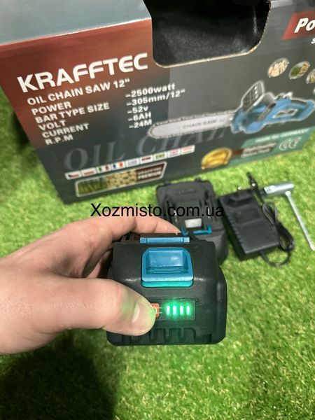 Акумуляторна пила 12 дюймів Krafftec Німеччина [52V 6Ah / 2500 Вт / 2 акумулятори] з автоматичним мастилом