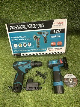 Аккумуляторный набор Makita 2в1 Шуруповерт DF330DWE мини болгарка W-153-7 12V 2Ah