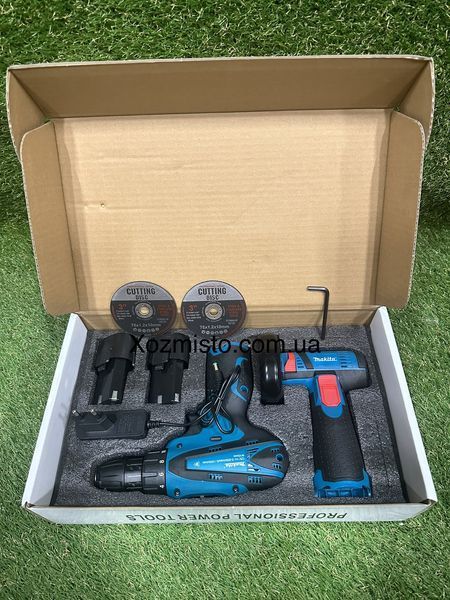 Аккумуляторный набор Makita 2в1 Шуруповерт DF330DWE мини болгарка W-153-7 12V 2Ah