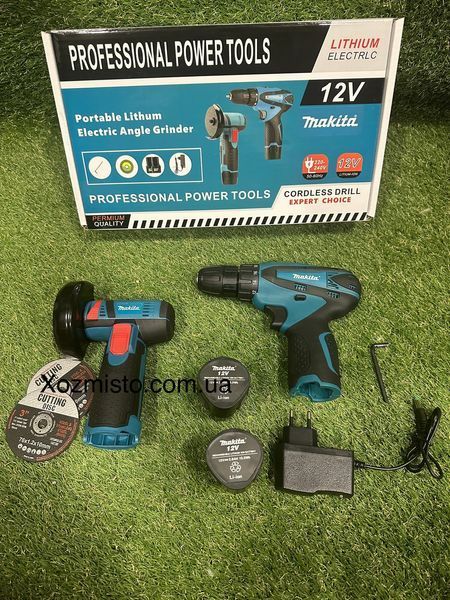 Аккумуляторный набор Makita 2в1 Шуруповерт DF330DWE мини болгарка W-153-7 12V 2Ah